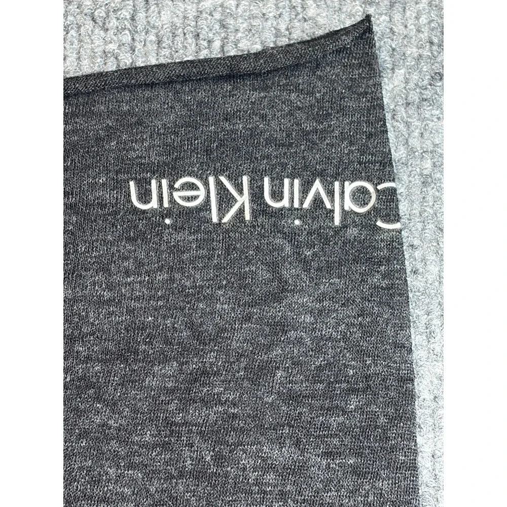 Calvin Klein Charcoal Gray Jersey Knit Soft Throw Scarf Logo Print 42x35
